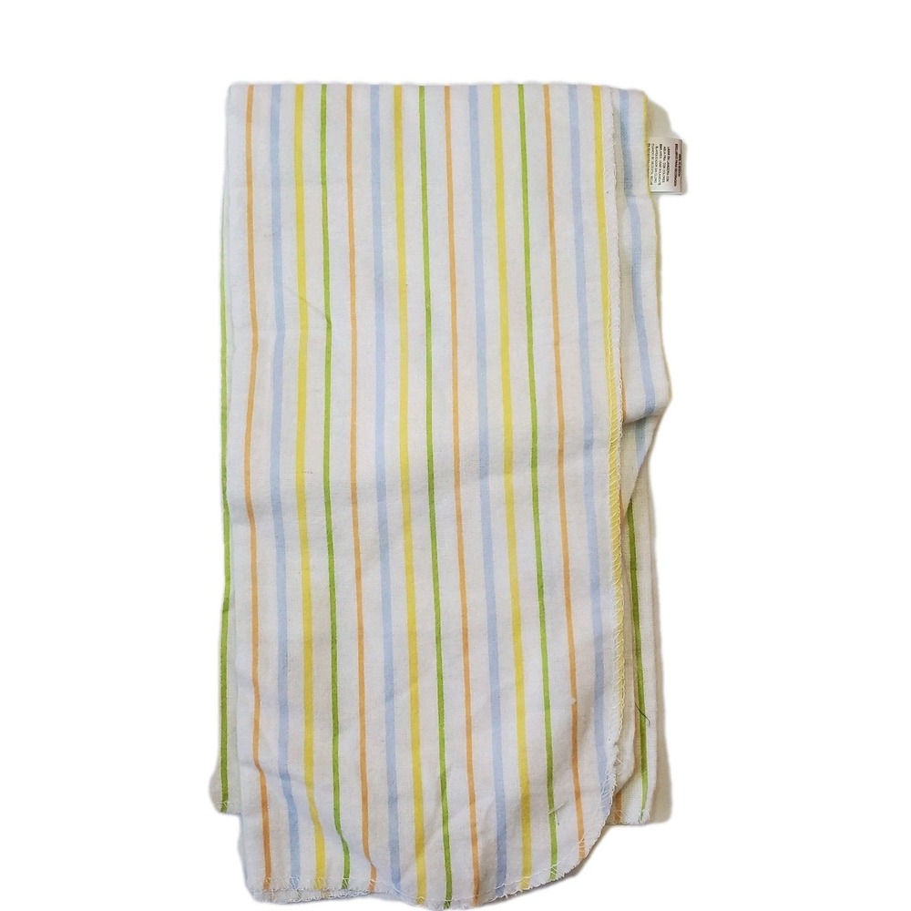 Carters Watch‎ the Wear White Cotton Flannel Baby Receiving Blanket Striped
